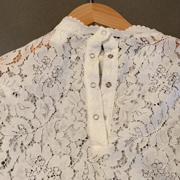 Lace top with snap neck and wrist enclosures. Cute for holiday parties or work. - Picture 4 of 4